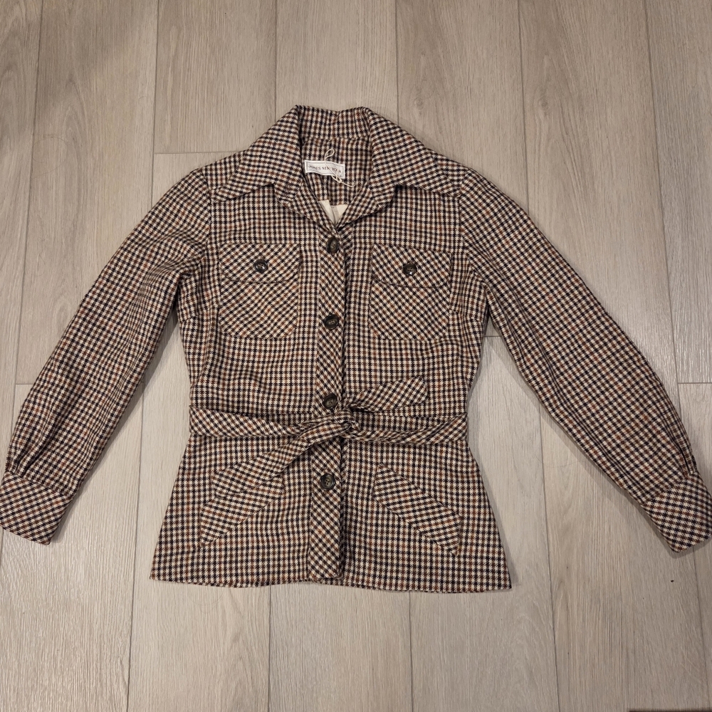 Vintage Jones New York Houndstooth Wool Blazer Jacket